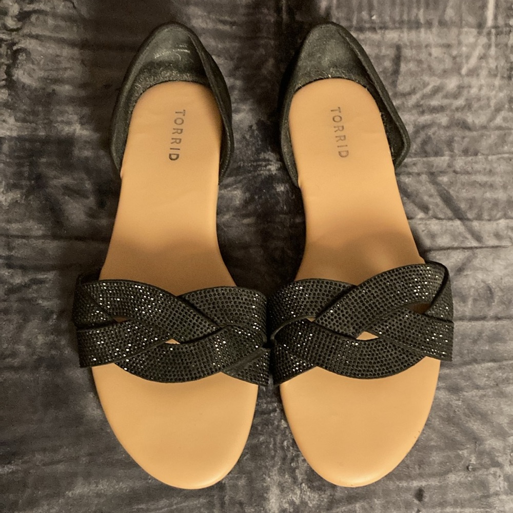 Torrid Black Sparkle Sandals Size 13